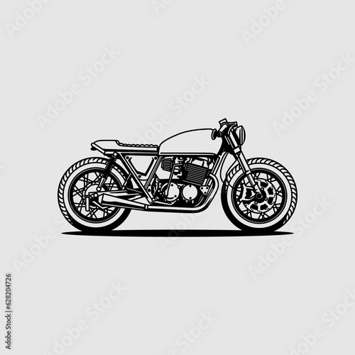 cafe racer motorbike vector on black white style. use for custom motor illustration and t shirt design. vector art