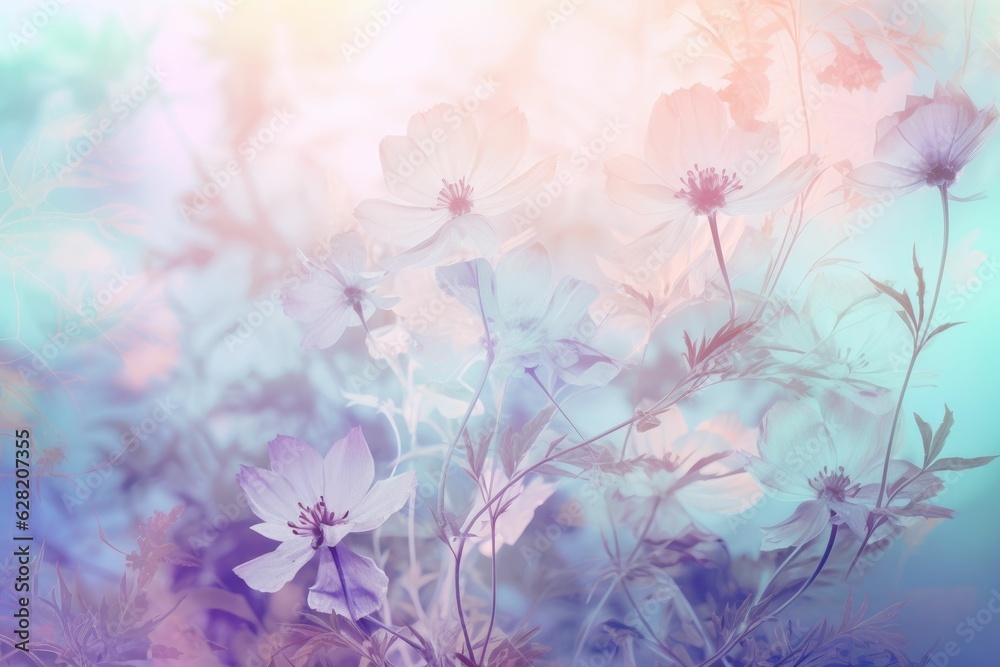 Field colorful blooming flower in pastel color for background Created with Generative AI technology.