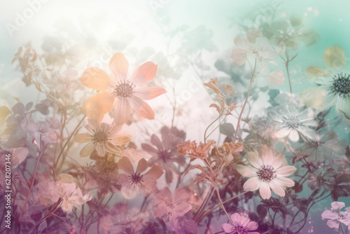 Field colorful blooming flower in pastel color for background Created with Generative AI technology.