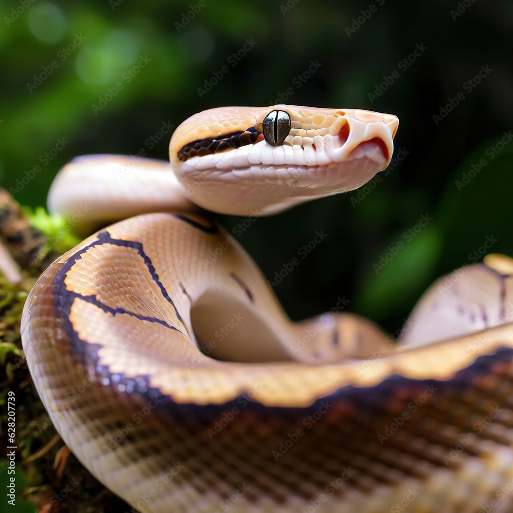 Fototapeta premium The Ball Python's graceful posture reflects its serene nature