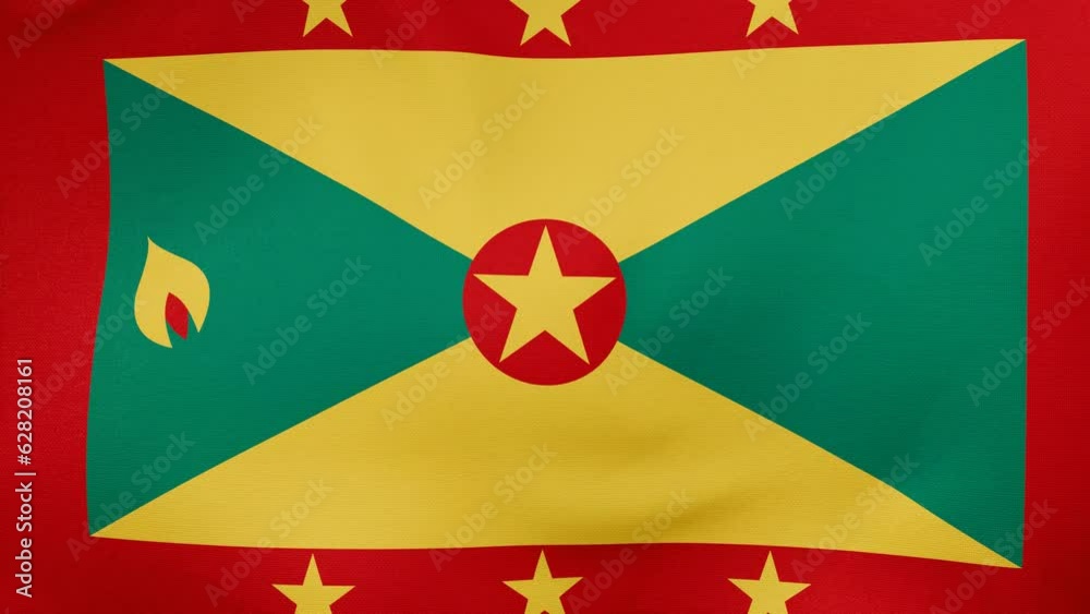 Grenada fabric flag calm swaying in the wind, looped endless cycled video, completely full screen covers flag background Grenada fabric flag calm swaying in the wind, looped endless cycled video, completely full screen covers flag background
