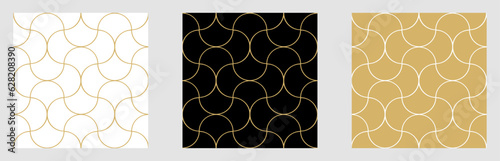 Pattern seamless circle abstract wave background stripe gold luxury color and line. Geometric line vector. Christmas background.