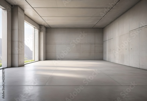 Abstract empty white modern concrete walls room