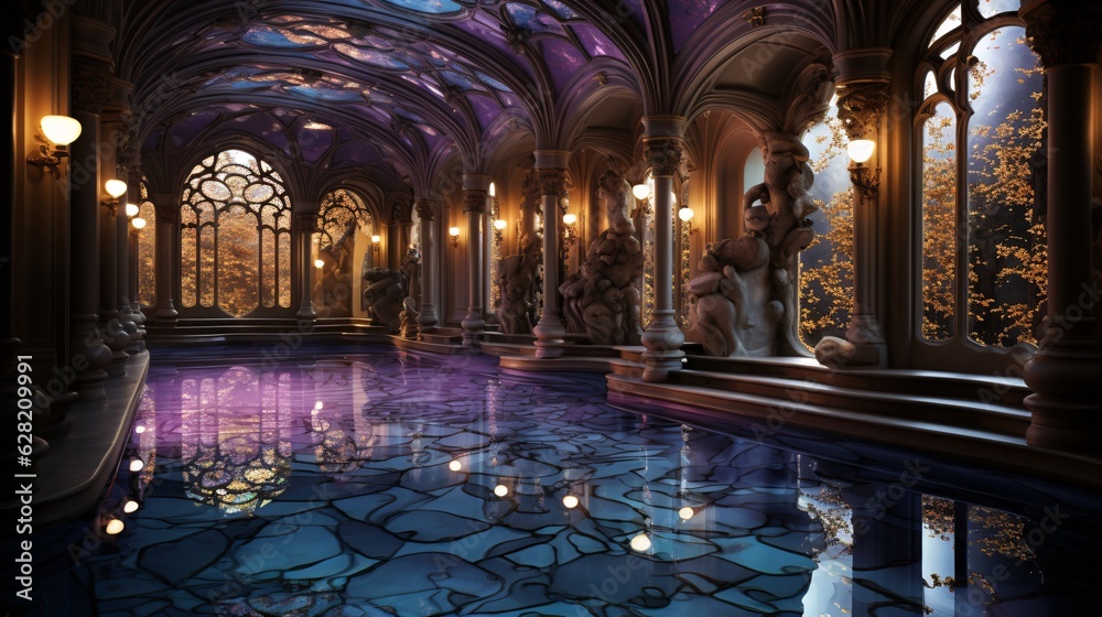 Generative Ai. Futuristic purple swimming pool
