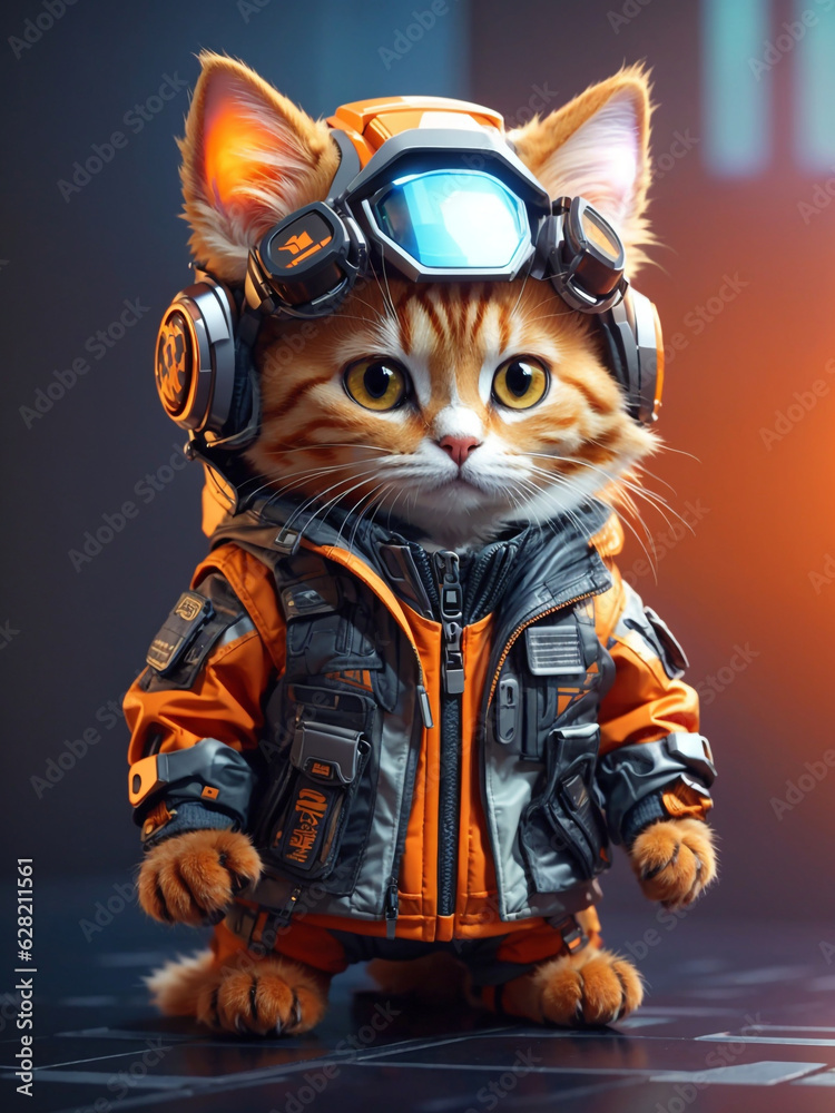 Mini cute futuristic cat