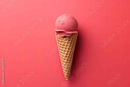 ice cream cone on red background