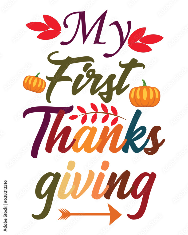Naklejka premium Happy Thanksgiving Day vector t-shirt design that are perfect for coffee mug, poster, cards, pillow cover, sticker, Canvas design, and Musk design.