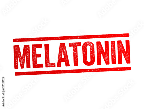 Melatonin is a hormone that your brain produces in response to darkness, text concept stamp