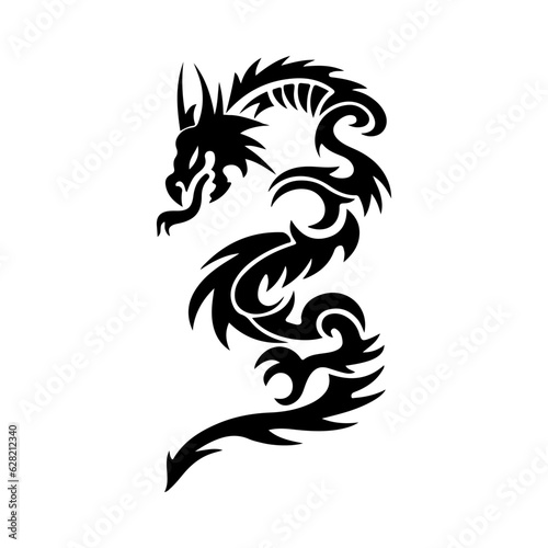 Dragon Svg, Tribal Dragon Svg, Dragon Tattoo svg, Dragon Silhouette, Dragon Vector, Dragon Clipart, Cut File Cricut, Silhouette Svg, Svg Files for Cricut