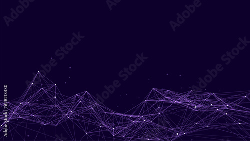 Abstract futuristic wave with moving dots. Flow of particles. Vector cyber technology illustration.