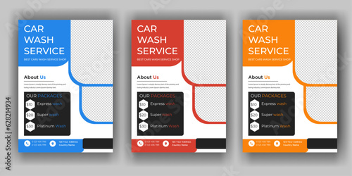modern car wash car detailing and rental flyer, car service, and price list flyer, automobile car service flyer