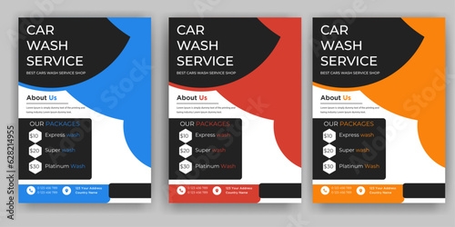 Creative Car Wash Flyer set, Abstract design carwash flyer bundle, Car Detailing, Auto Detailing Flyer, Car Wash poster templates