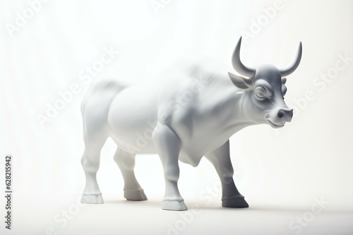 3D White Bull: Financial Market Symbol, Generative AI