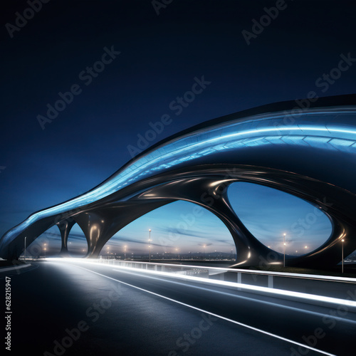 empty road with modern bridge © kalafoto