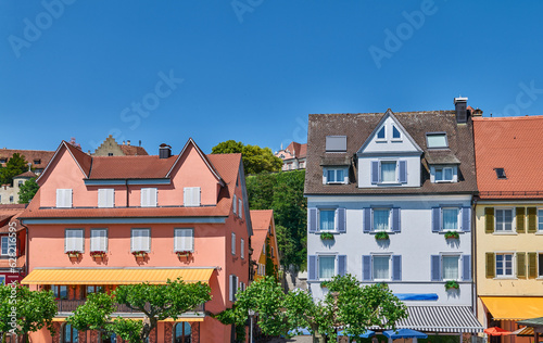 Meersburg, Germany, the colorful houses of the village on the lakefront