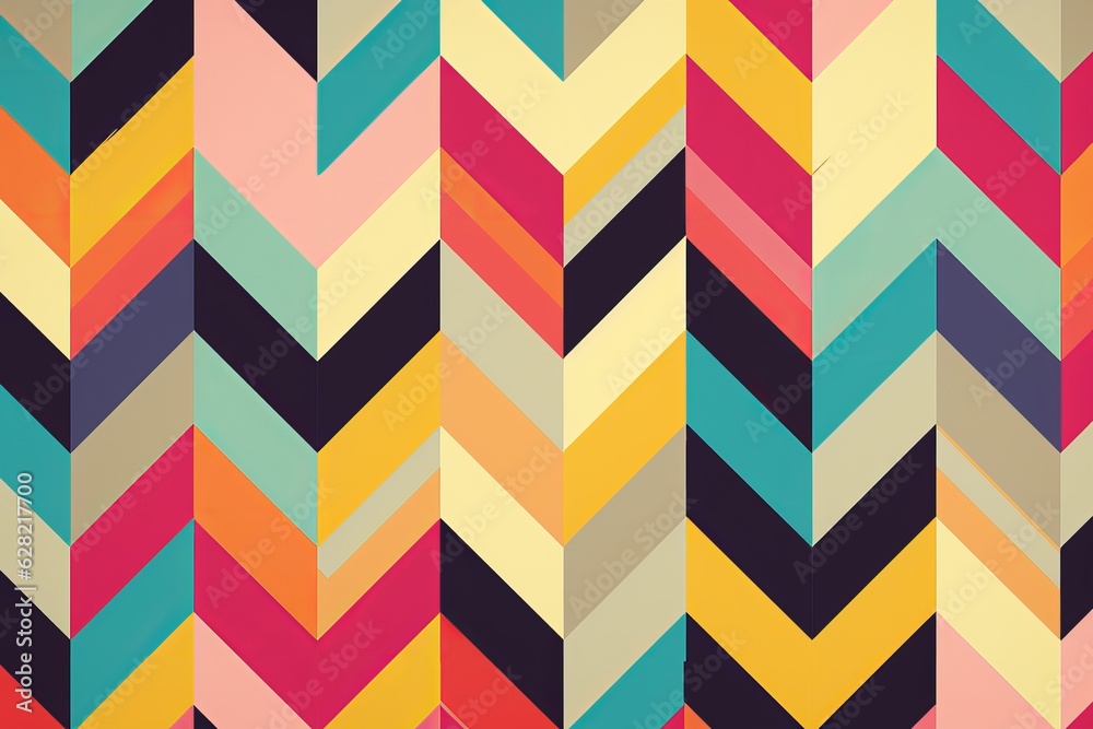 Illustration of a vibrant and dynamic chevron pattern created using generative AI technology Illustration of a vibrant and dynamic chevron pattern created using generative AI technology