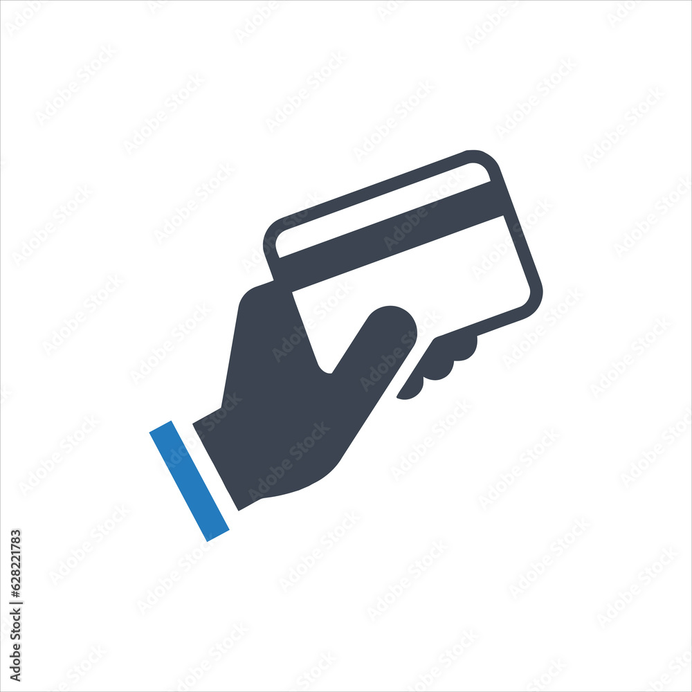 Hand holding a credit card icon Hand holding a credit card icon