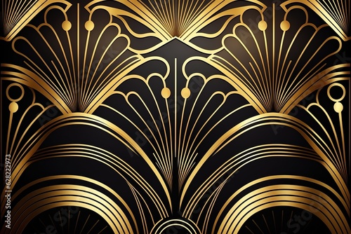 A black and gold art deco background © pham