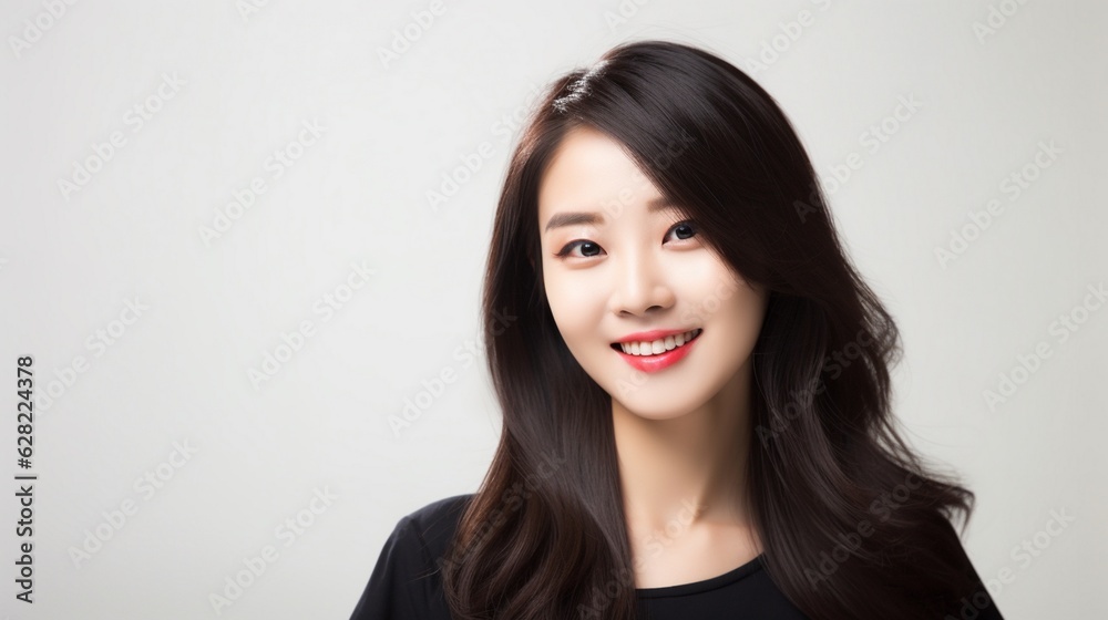 Young Asian beauty woman curly long hair with korean makeup style. Facial treatment, Cosmetology, plastic surgery Young Asian beauty woman curly long hair with korean makeup style. Facial treatment, Cosmetology, plastic surgery