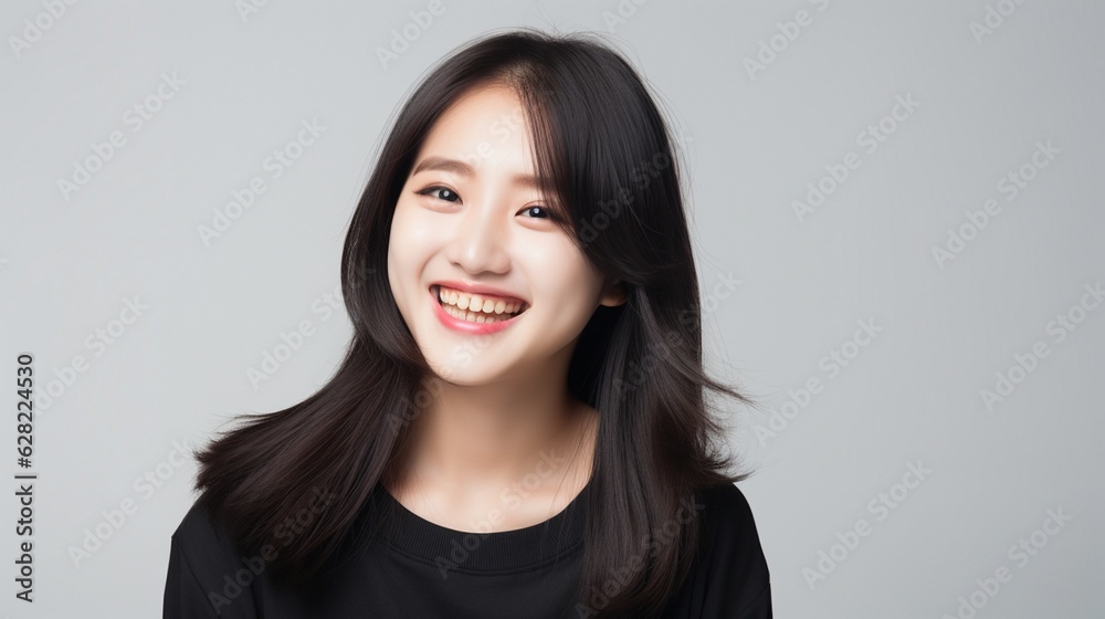 Young Asian beauty woman curly long hair with korean makeup style. Facial treatment, Cosmetology, plastic surgery Young Asian beauty woman curly long hair with korean makeup style. Facial treatment, Cosmetology, plastic surgery