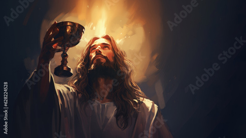 Sacrament: The Eucharist, Holy Communion, Lord's Supper with copy space. 