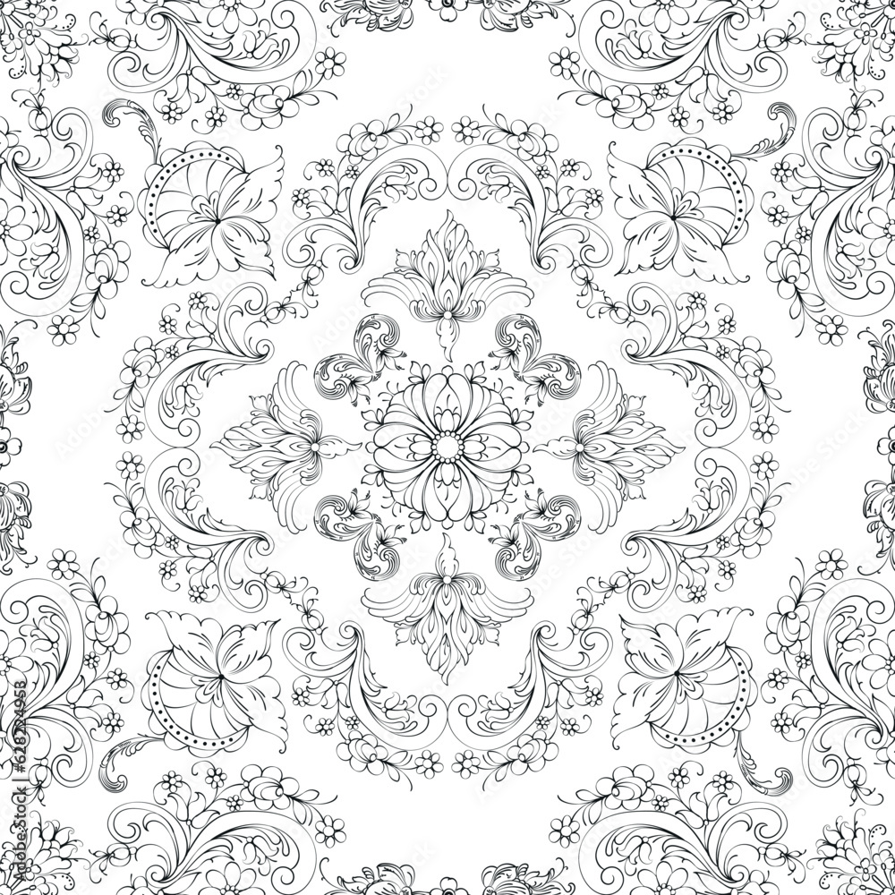 Hand drawn seamless floral pattern on a white background, vector textile template. Hand drawn seamless floral pattern on a white background, vector textile template.