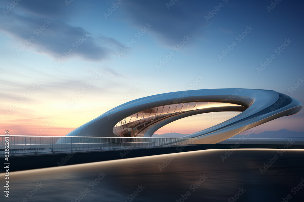 Obraz premium empty road with modern bridge