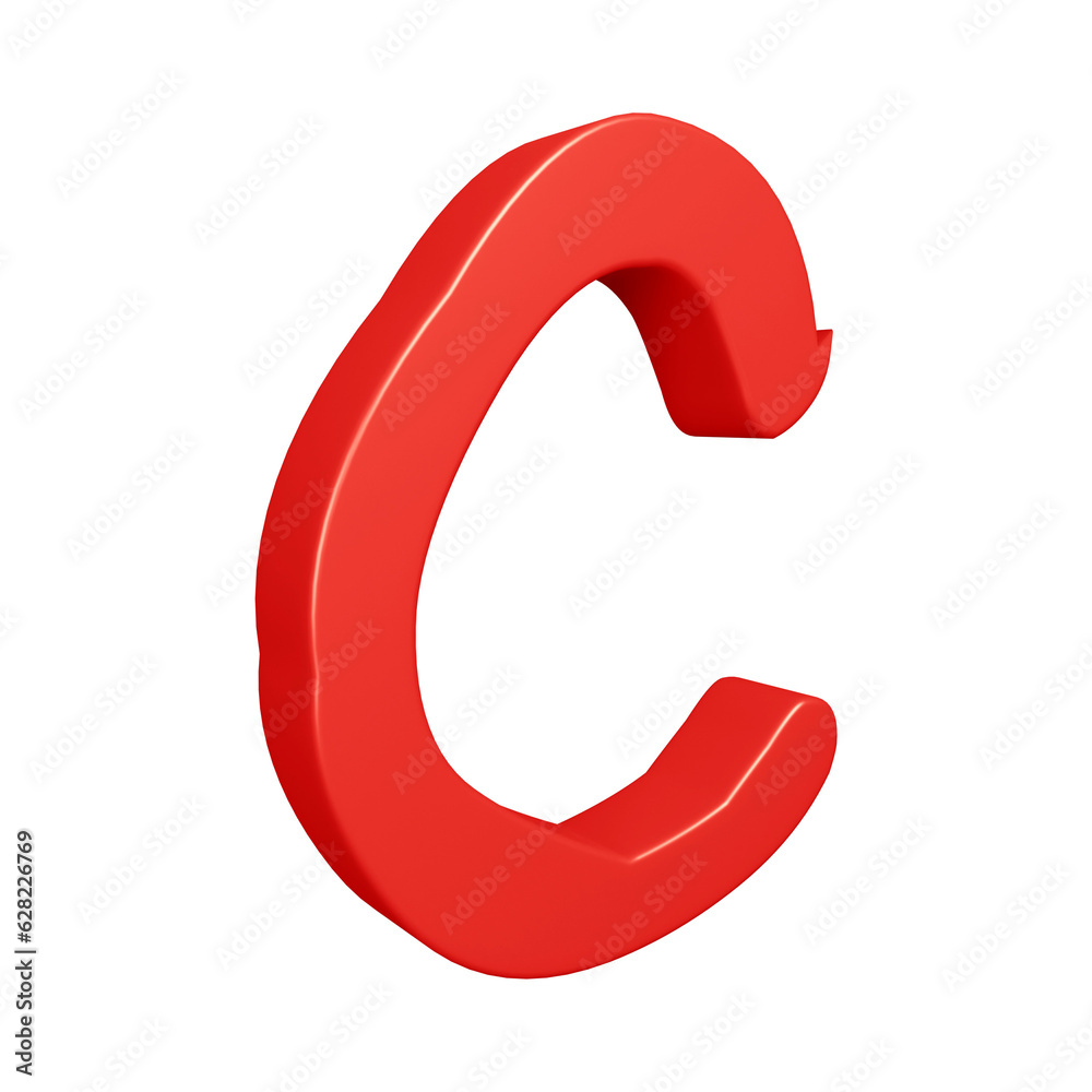 3D red alphabet letter c for education and text concept 3D red alphabet letter c for education and text concept