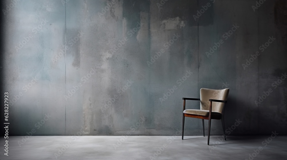 conceptual illustration with empty interior with only one chair, ai tools generated image conceptual illustration with empty interior with only one chair, ai tools generated image
