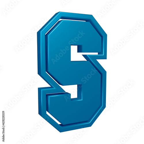 3D blue alphabet letter s for education and text concept