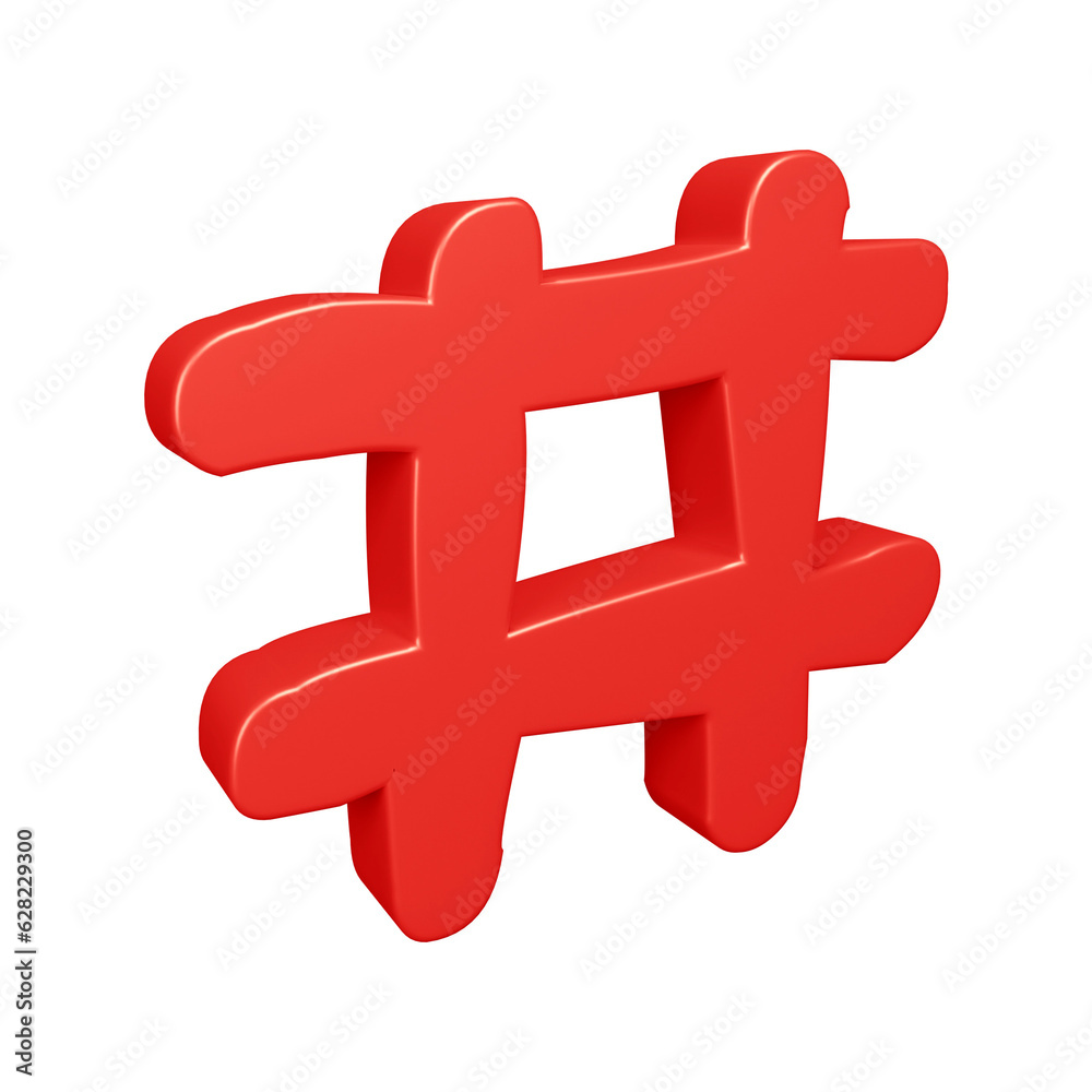 Fototapeta premium 3D red hashtag symbol or icon design