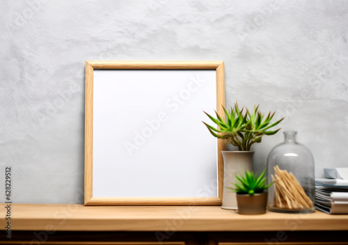 Blank empty picture frame mock-ups. Artwork templates in interior design, AI Generated