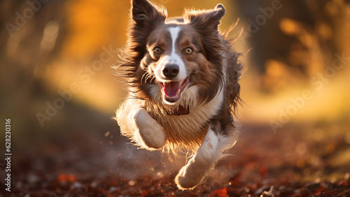 Active Border Collie running fastly with joyful and excited mood
