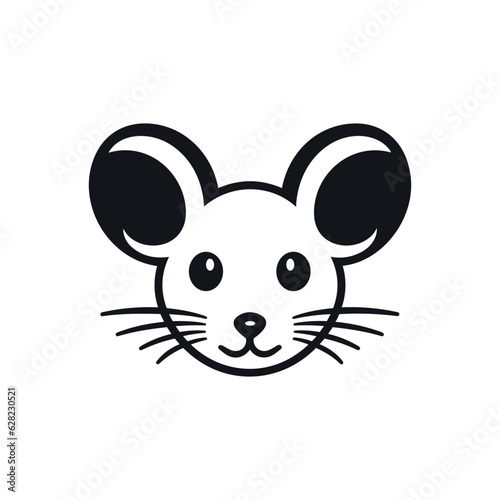 Vector illustration of the black silhouette of the head of an animal mouse