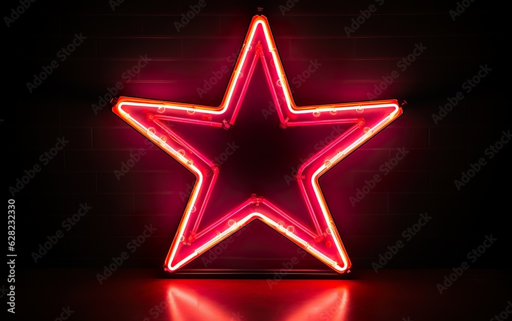 neon sign of a star glowing on black background neon sign of a star glowing on black background