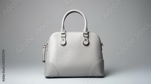 women's handbag in gray color on a studio background, isolated