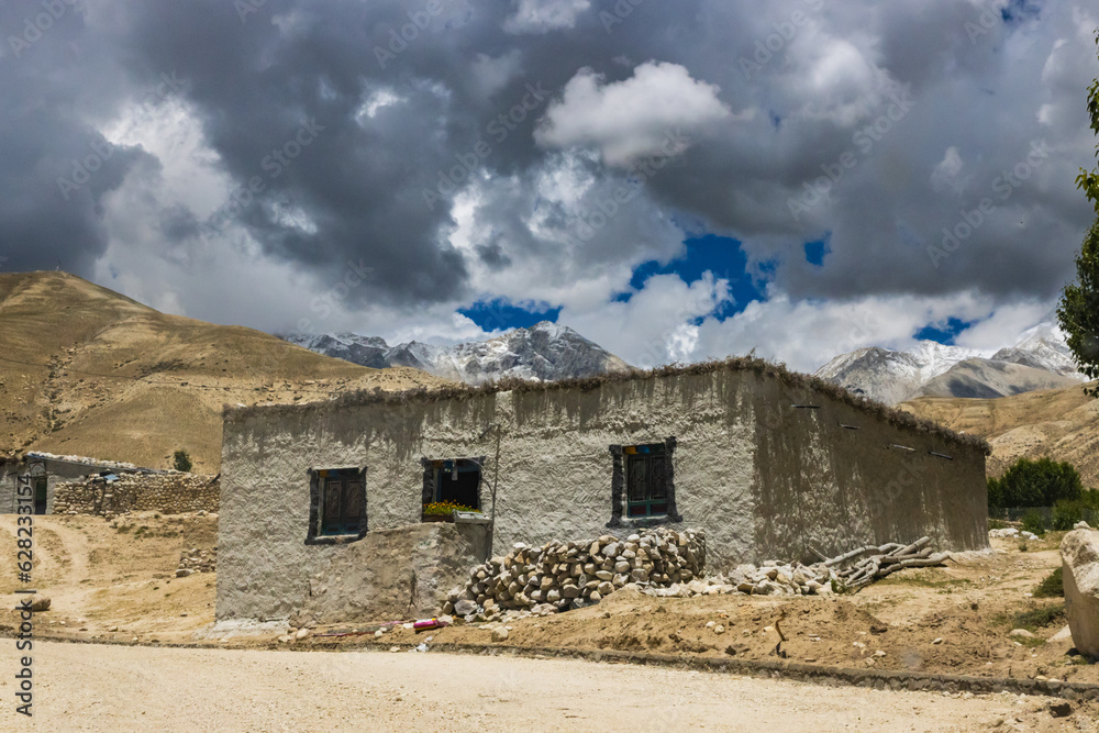 Desert Mountainous Landscape of Chosar Valley in Lo Manthang, Upper Mustang of Nepal Desert Mountainous Landscape of Chosar Valley in Lo Manthang, Upper Mustang of Nepal