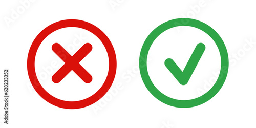 Confirm and Reject, checkmark, Approve or Decline - vector icon