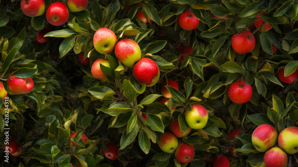 red apples on the tree generative ai