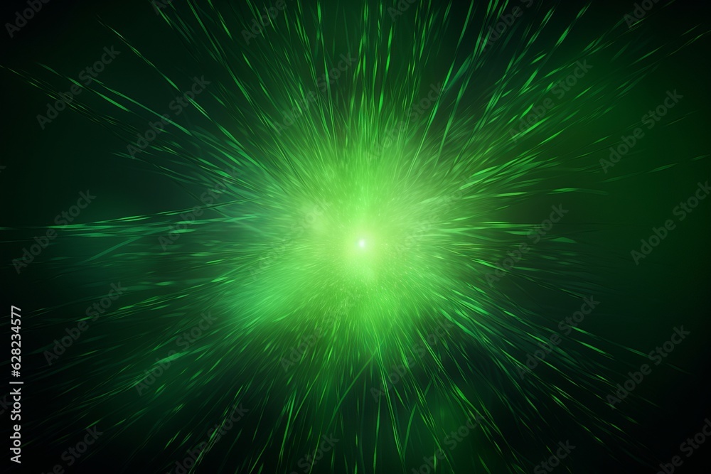 Illustration of a vibrant green explosion of light against a dark backdrop created using generative AI Illustration of a vibrant green explosion of light against a dark backdrop created using generative AI