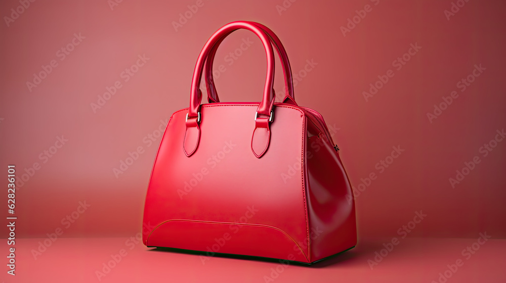 women's handbag in red color on a studio background, isolated women's handbag in red color on a studio background, isolated