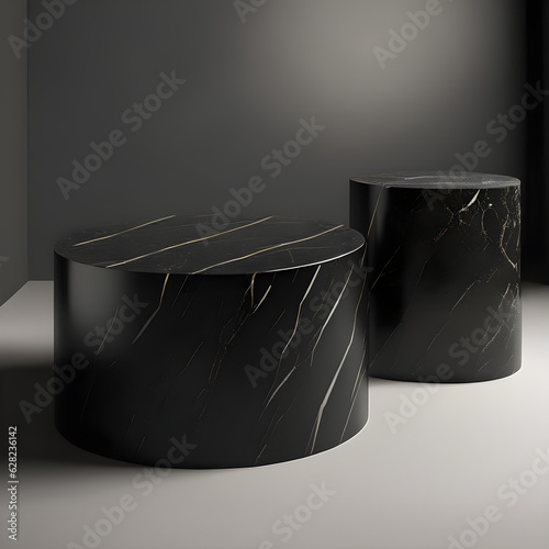 Black stone podium for product display, generative ai
