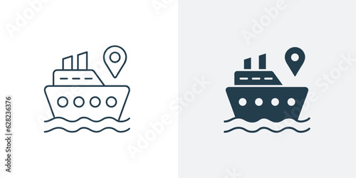 Ship location icon vector. Cruise ship in sea ocean symbol illustration