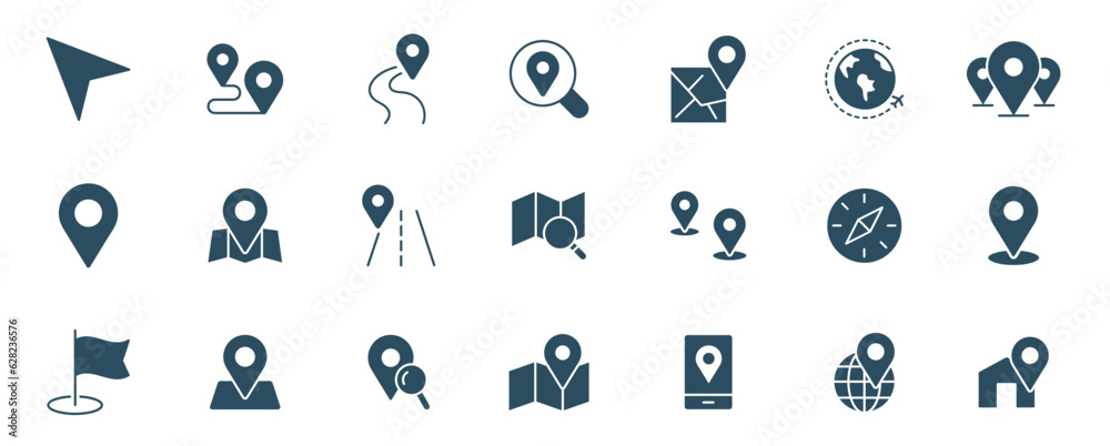 Maps And Navigation Icon vector. symbol of location, geo map, route, and navigate solid illustration Maps And Navigation Icon vector. symbol of location, geo map, route, and navigate solid illustration
