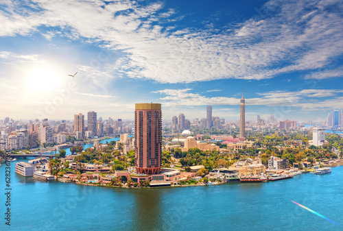 Skyline of Gezira island, elite district of Cairo, Egypt