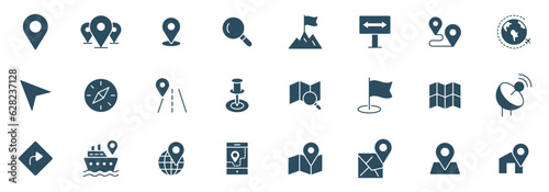 Navigation vector icon set. location, map, GPS, place, address, pointer, direction, icons illustration photo