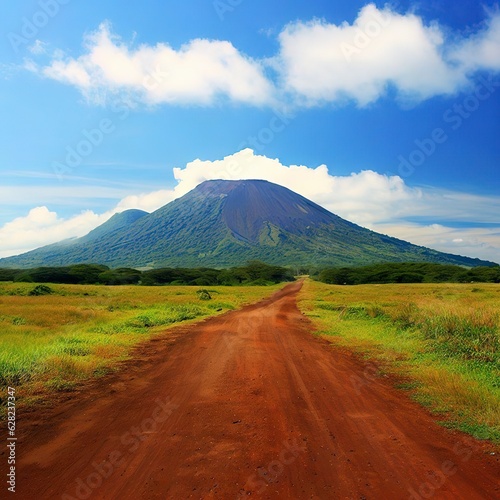 Scenery of Calderon Hondo volcano with dirt road