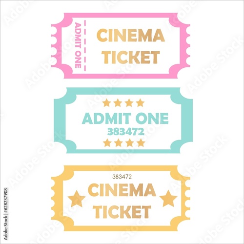 Old cinema ticket vector illustration template