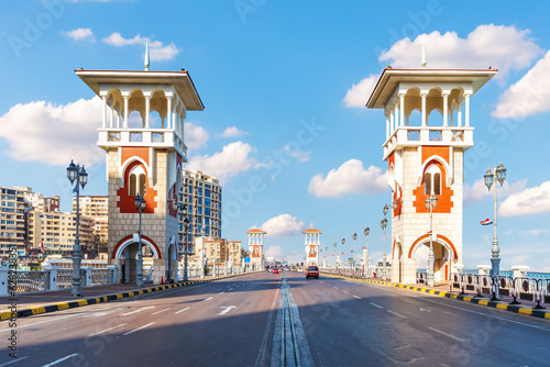 Print op canvas Stanley Bridge, popular architectural landmark of Alexandria, Egypt