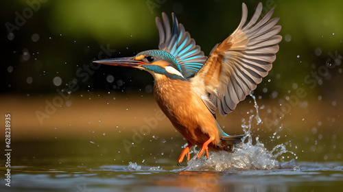 Female Kingfisher emerging from the water after an unsuccessful dive to grab a fish. Taking photos of these beautiful birds is addicitive now I need to go back again. © Prasanth